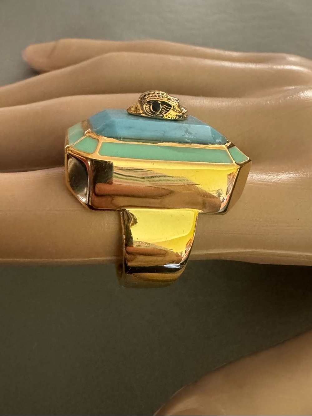 New Kurt Geiger Eagle Head Turquoise Ring - Picture 10 of 10
